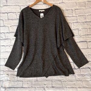 Indigo Soul Popover Top Grey Long Sleeve Boho Tunic Super Soft Plus Size 2XL NWT